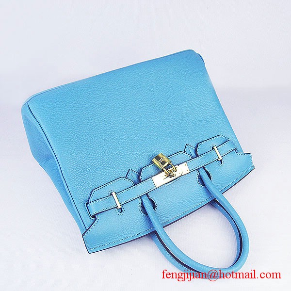 Hermes Birkin 30cm Togo Leather Bag Light Blue 6088